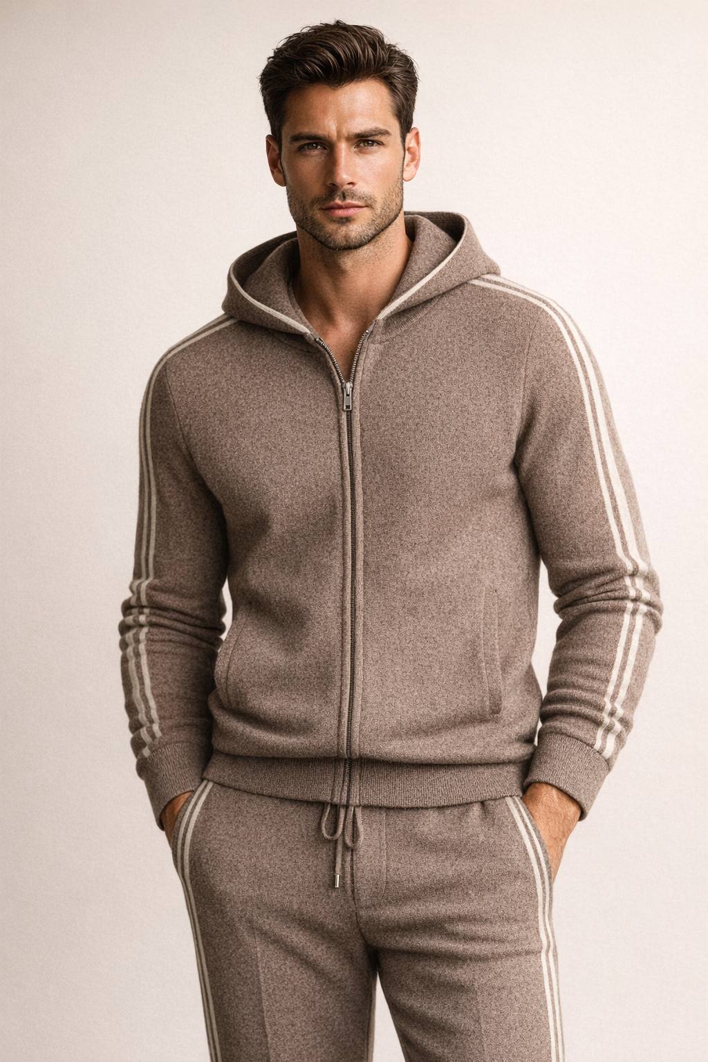 Giancarlo Hooded Zip Set Brown