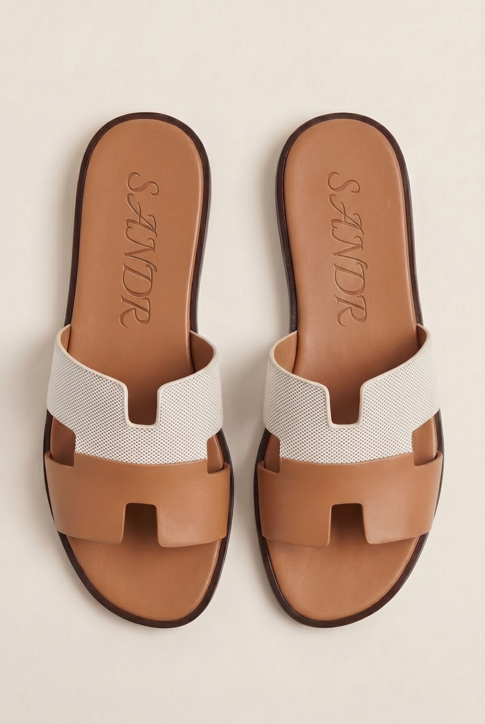 Arezzo Leather Sandal Beige & Tan