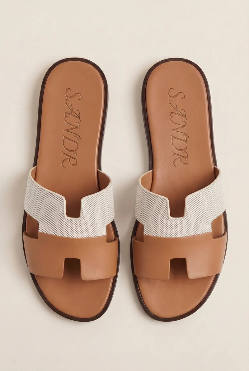 Arezzo Leather Sandal Beige & Tan