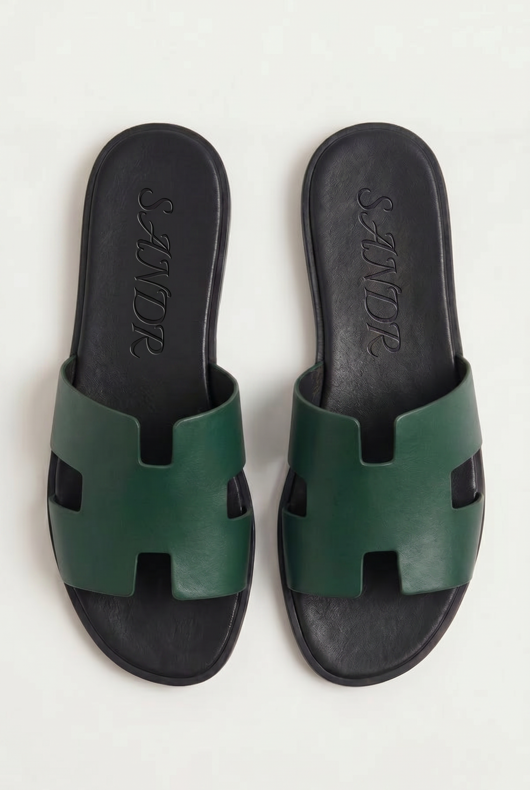 Arezzo Leather Sandal Dark Green
