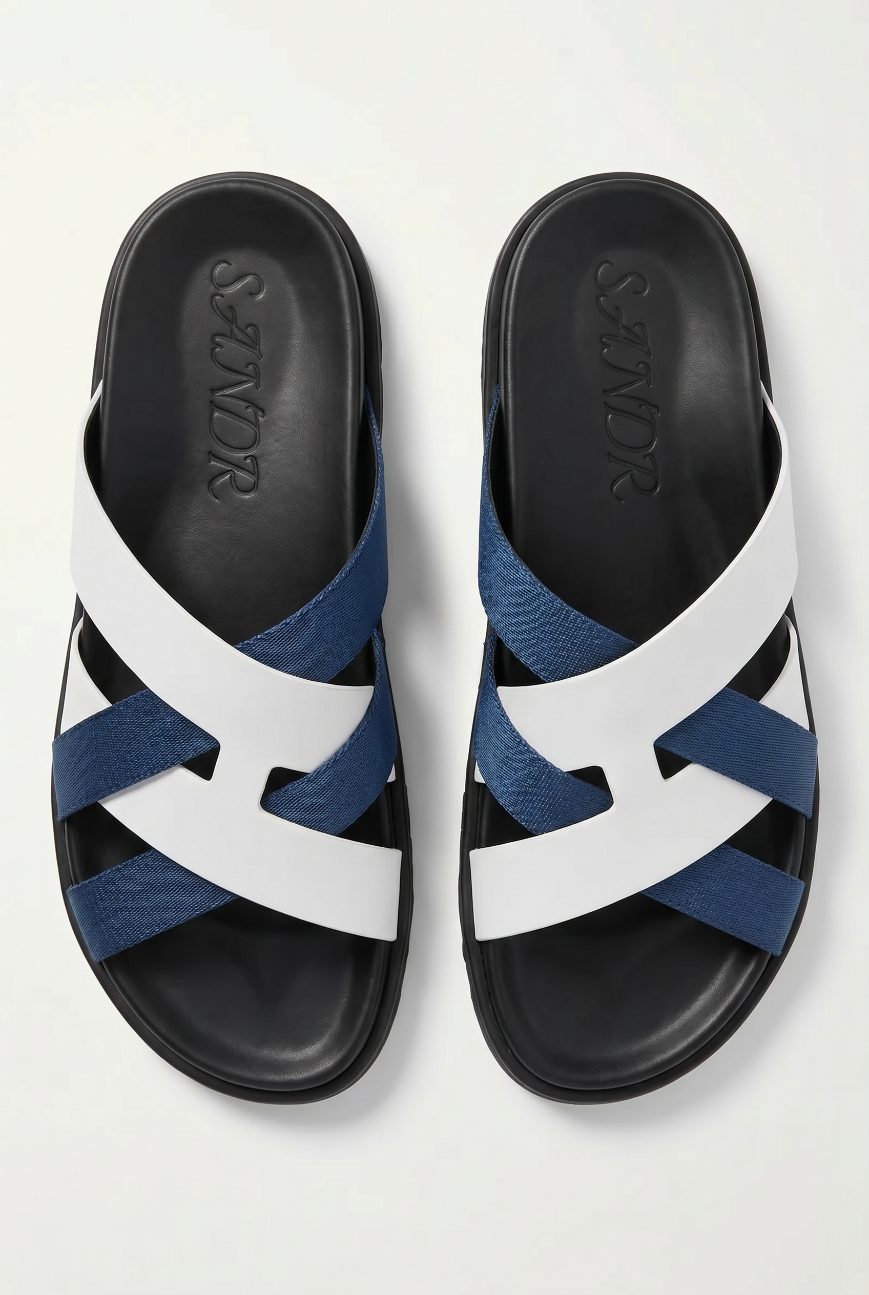 Amalfi Leather Sandal White Navy