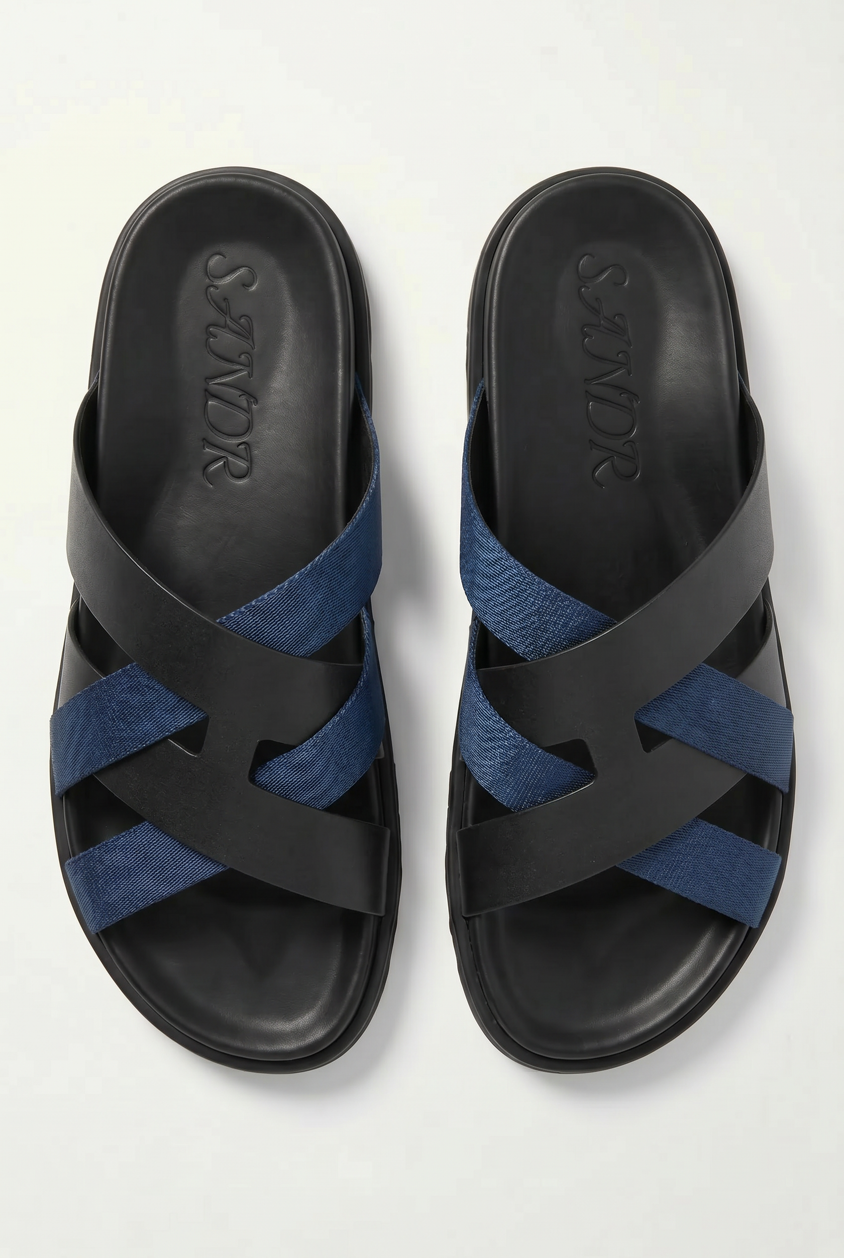 Amalfi Leather Sandal Black Navy