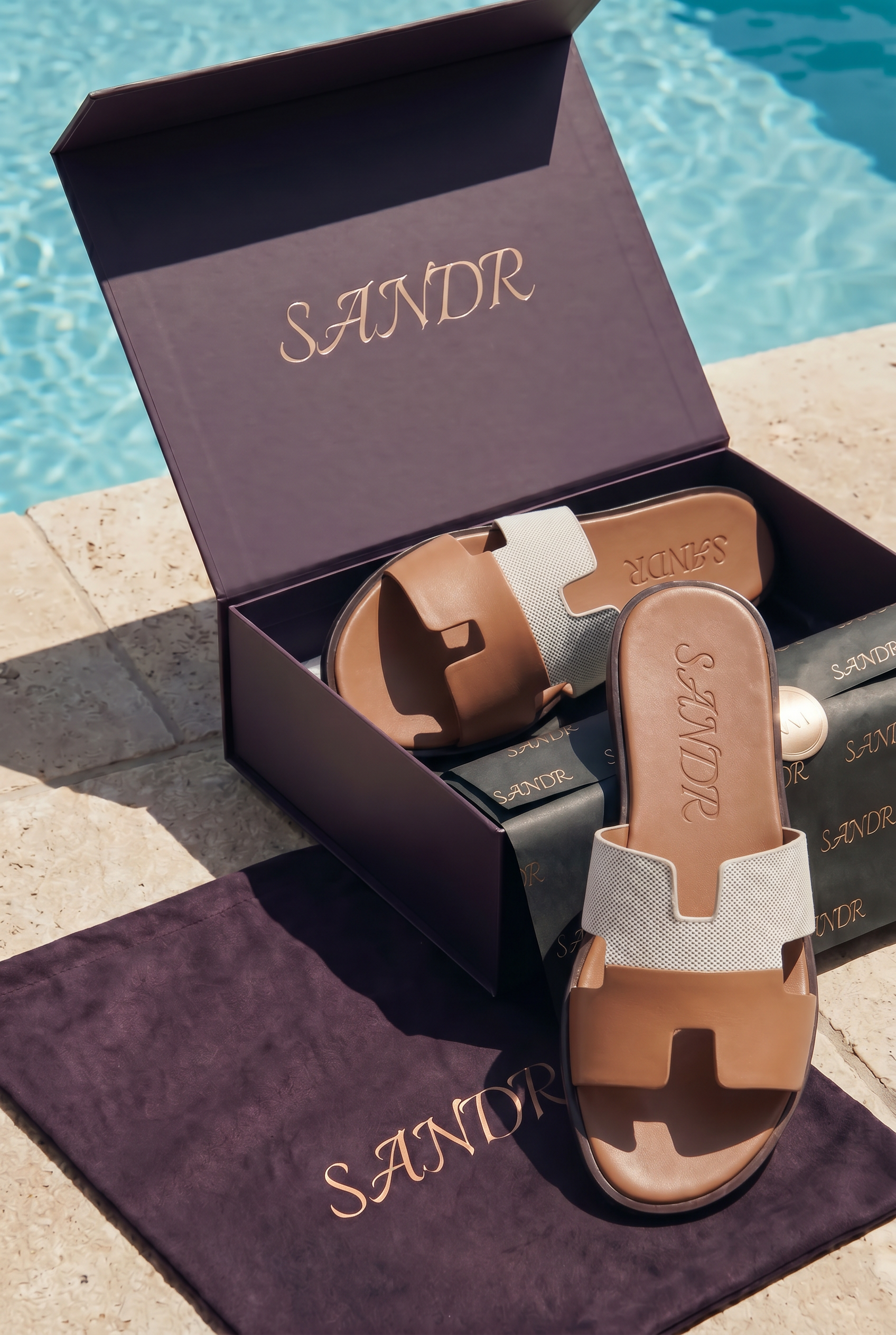 Arezzo Leather Sandal Beige & Tan