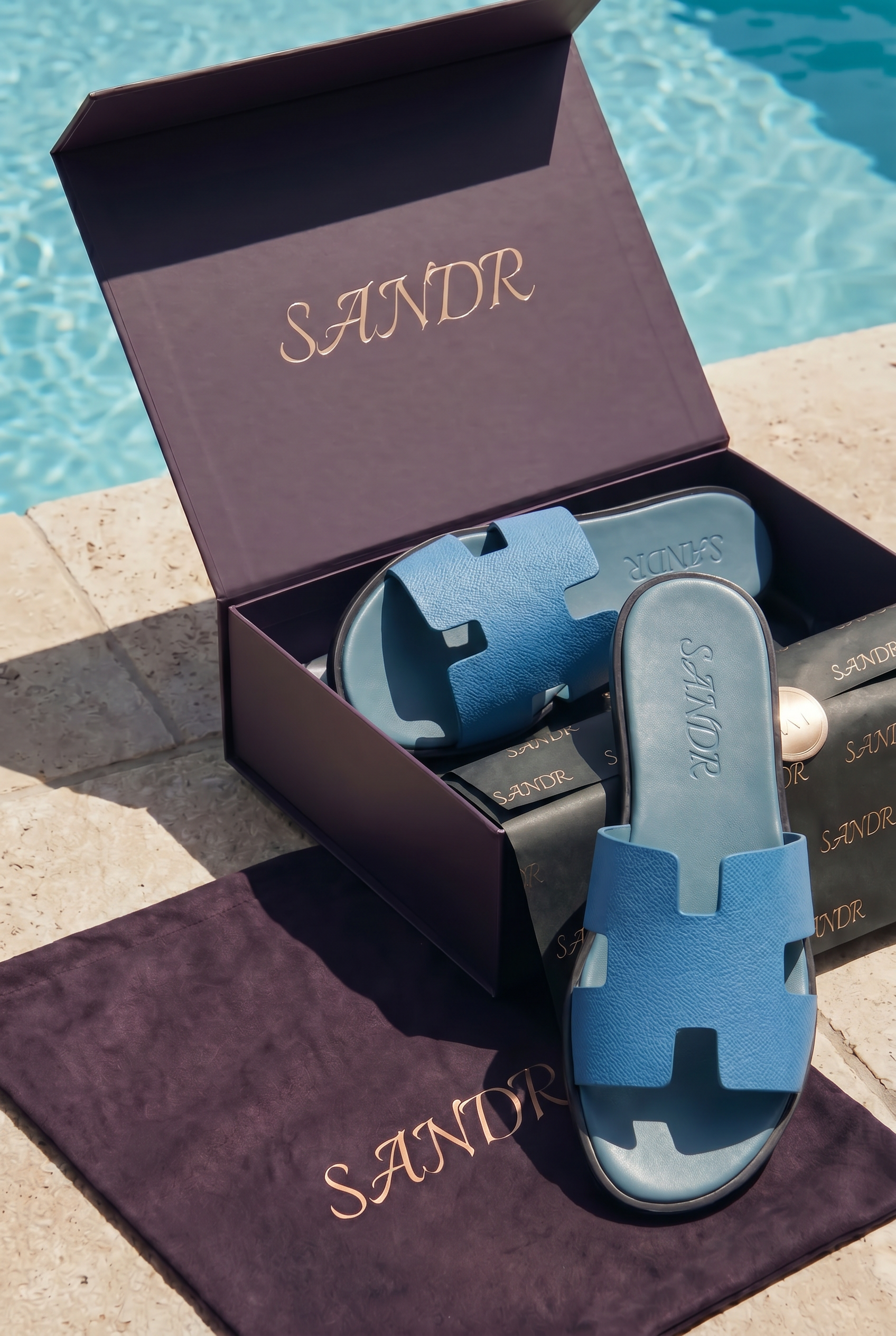 Arezzo Leather Sandal Ocean Blue