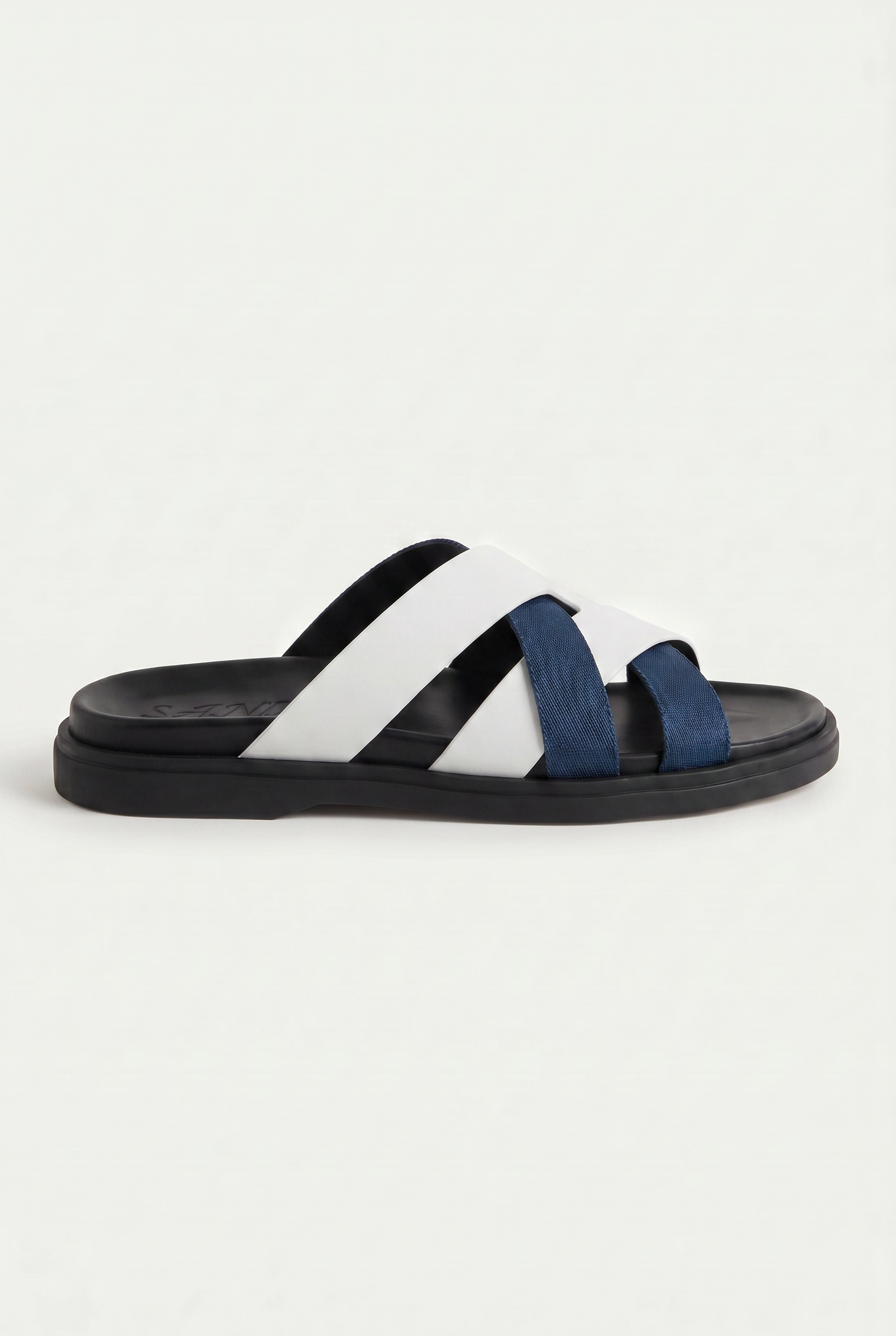 Amalfi Leather Sandal White Navy