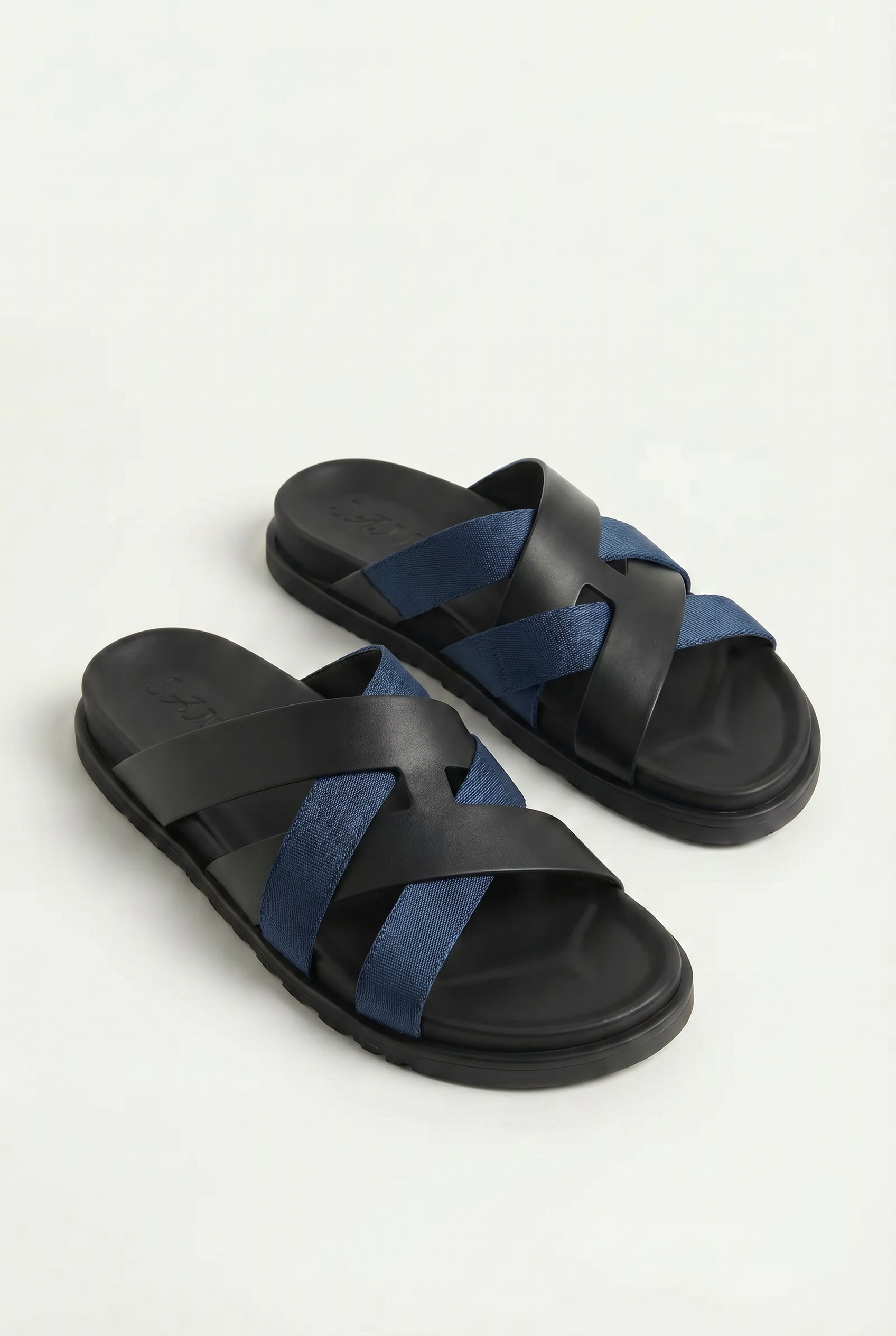 Amalfi Leather Sandal Black Navy