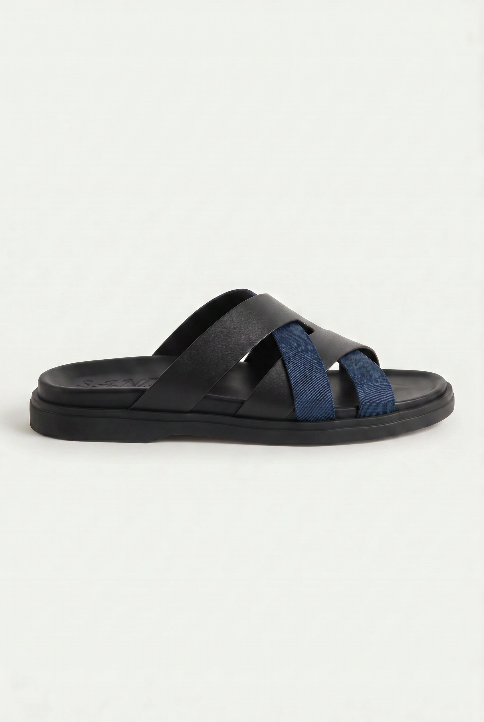 Amalfi Leather Sandal Black Navy