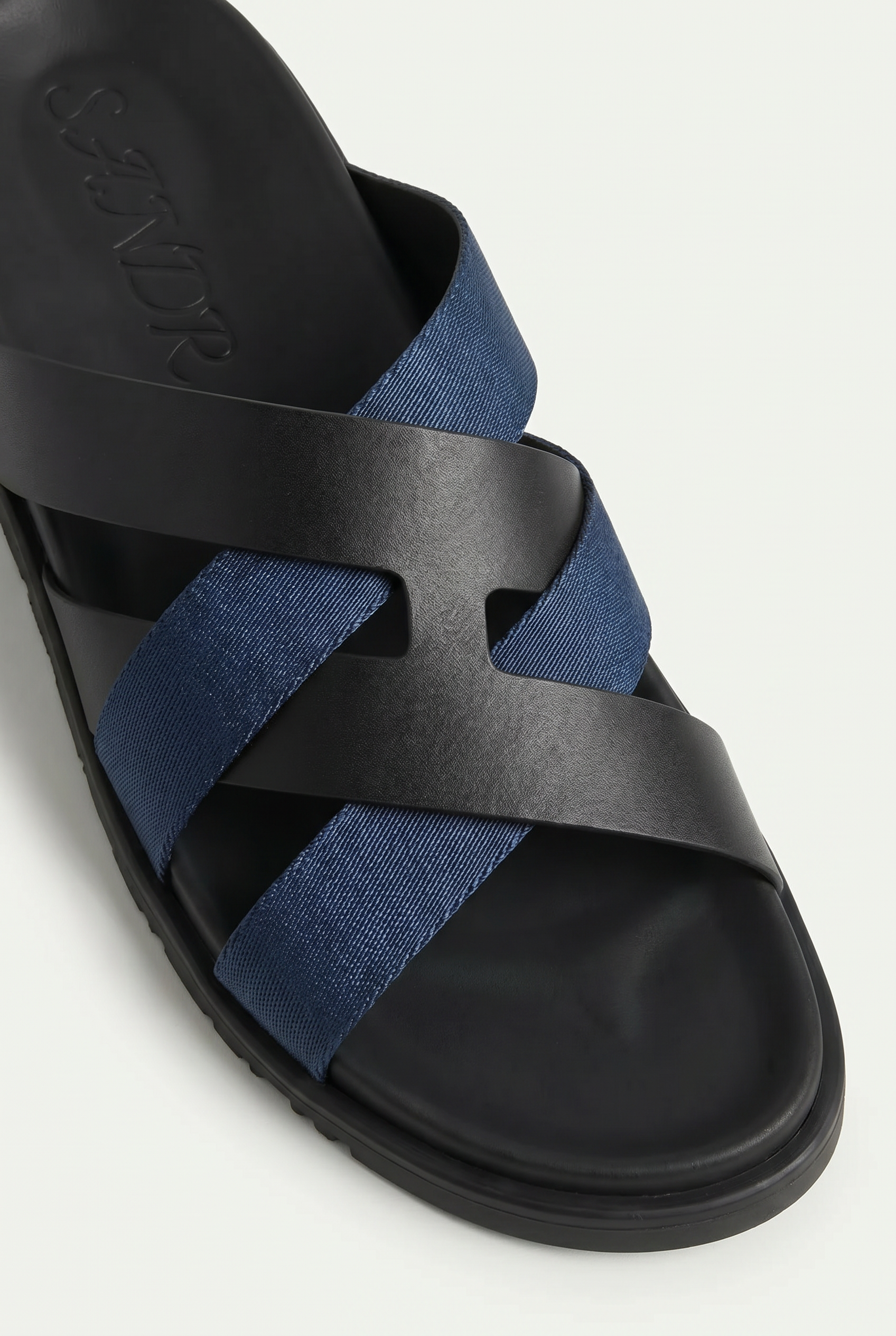 Amalfi Leather Sandal Black Navy
