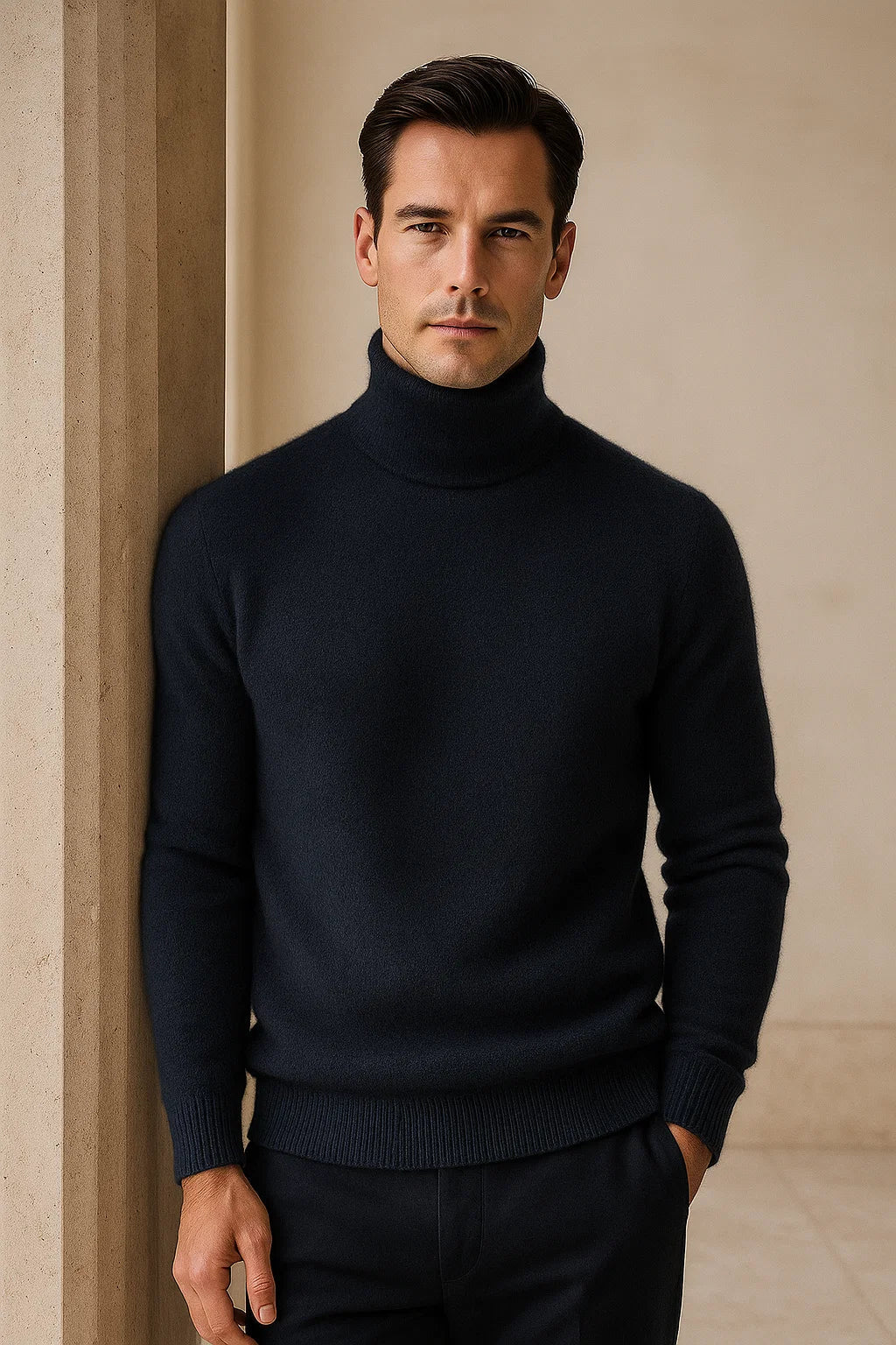 Avenzo Cashmere Turtleneck Navy